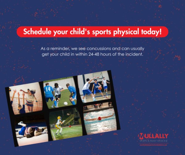 Schedule your child&rsquo;s sports physical today at Mullally Sports & Family Medicine in Crown Point, IN. The clinic also provides rapid concussion care, often seeing patients within 24-48 hours. Trust our team to keep your child safe and ready for their next game. For more information, please contact us or schedule an appointment online. We are conveniently located at 11275 Delaware Pkwy Suite A, Crown Point, IN 46307. We serve patients from Crown Point IN, Winfield IN, Schererville IN, St. John IN, Cedar Lake IN, Munster IN, Lowell IN, DeMotte IN, as well as other Northwest Indiana locations.